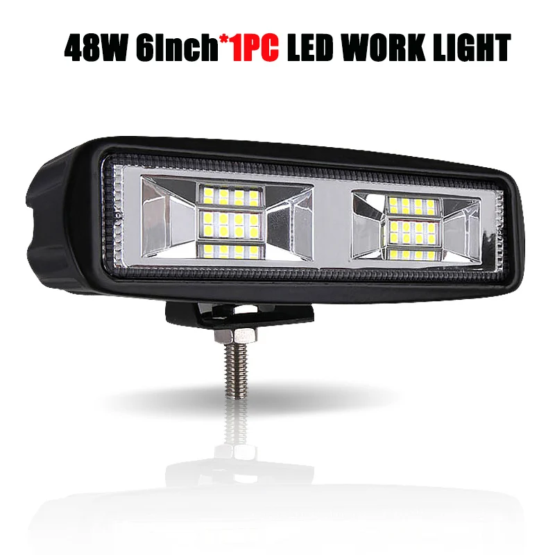1PC 48W Work Light 6 дюймов внедорожный светодиодный светильник 18 Вт 48 Вт точечный луч Barra светодиодный бар внедорожный 12 В 24 в светодиодный рабочий светильник для 4x4 UAZ ATV SUV автомобильные аксессуары - Цвет: 1PC 48W Work Light