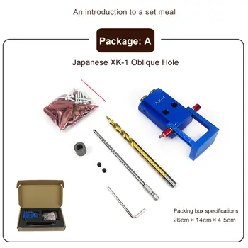 

XK-1 Mini Pocket Hole Jig Kit Oblique Hole Locator for Wood Working & Joinery and Step Drill Bit & Set Wood Work Tool
