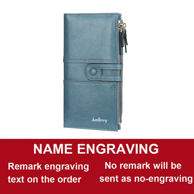 2022 Name Engrave Women Wallets Fashion Long Leather Top Quality Card Holder Classic Female Purse  Zipper Brand Wallet For Women Blue Name