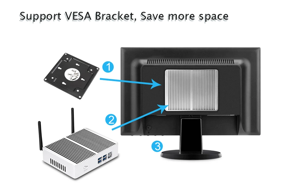 BEBEPC Fanless Comput Windows 10 Core i7 4500U i3 5005U