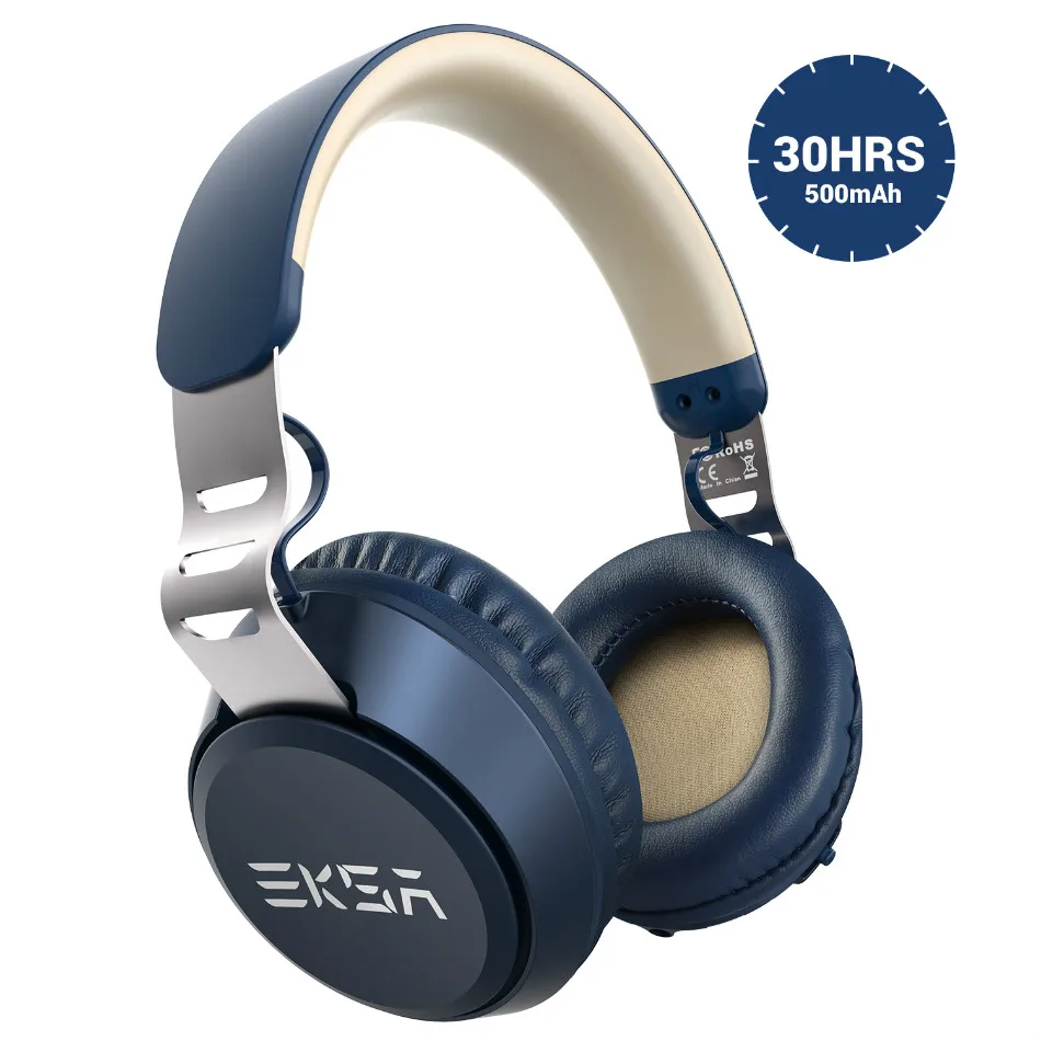 Blue EKSA E100, Bluetooth 5,0, беспроводные наушники, супер светильник, портативная гарнитура с микрофоном, 500 мА/ч, гарнитура для iPhone, Xiaomi - Цвет: Blue