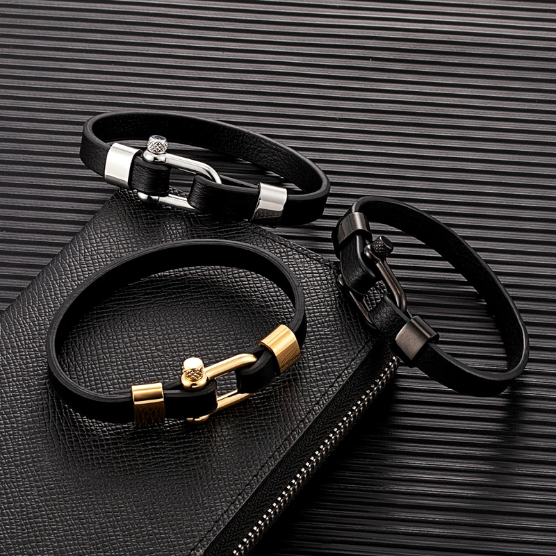 Bracelet effet cuir tendance pour homme original