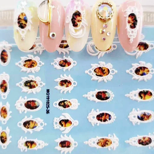 19style 3D акриловые Выгравированные цветные наклейки на ногти цветок фрукты форма воды наклейки Empaistic ногтей водные горки наклейки Z0255