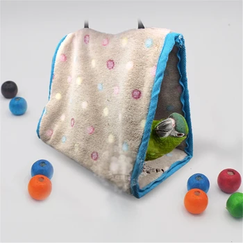 

Triangle-shaped Bird Nest Warm Flannel Foldable Parrot Hammock for Winter Small Pets Cage with Clips Hanging Sparrow Birds House
