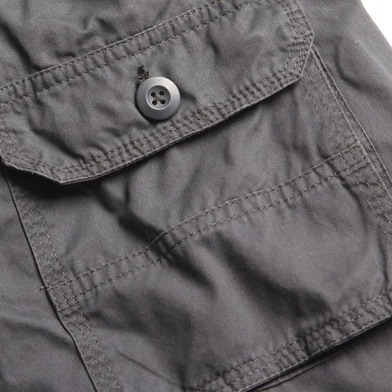 Summer Long Length Cargo Shorts Men Knee Pocket Casual Cotton Elastic Waist Bermudas Male Military Style Capri Breeche Army