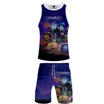 

Find The Magic: Pixar Onward 2 Pieces Set Casual Men's Sportswear 3D Cartoon Anime Tank Tops + Shorts Men's Tracksuit Clothing