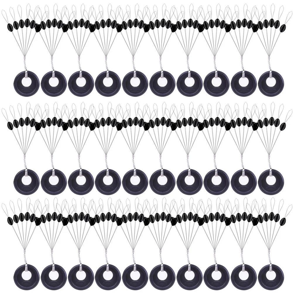 180Pcs/30set/Lot Highly Commend S M L Black Rubber Space Beans Oval Stopper Fishing Bobber Float Catfish Flotador | Спорт и