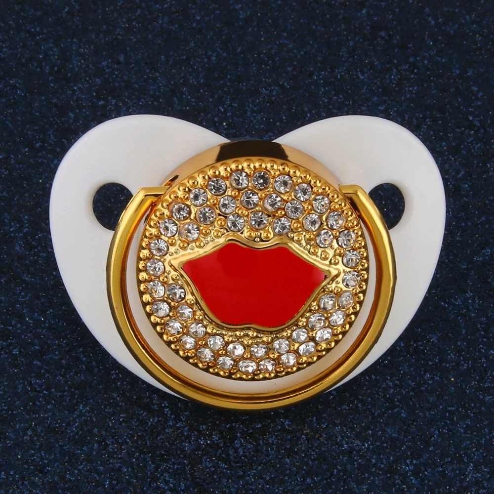 Bling Bling Kiss Lip Rhinestone Baby Clear Pacifier Dummy Baby Cocka Chupeta For 0-18 Months Baby Shower Gift