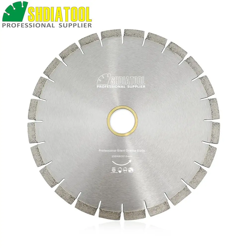 

SHDIATOOL Dia 14" Silent Diamond Blade Sandwich Steel Core Cutting Disc Granite Blade Diamond Saw Blade Bore 60mm with 50mm ring