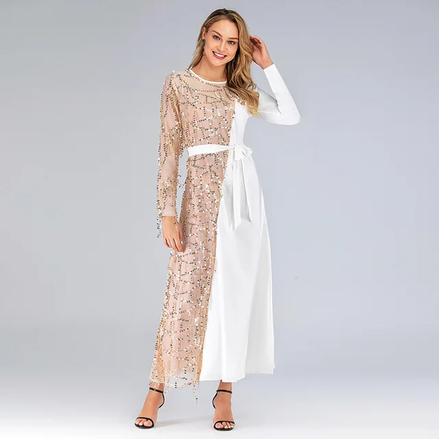White dress Musulmane Longue кафтан Vestidos abaya Турция Длинное Макси мусульманское платье кафтан пакистанский хиджаб исламские платья Tesettur белый халат - Цвет: White dress