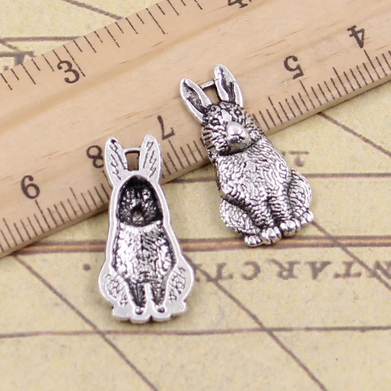 20pcs Charms Rabbit 24x10mm Antique Bronze Silver Color Pendants Making DIY Handmade Tibetan Finding Jewelry For Bracelet