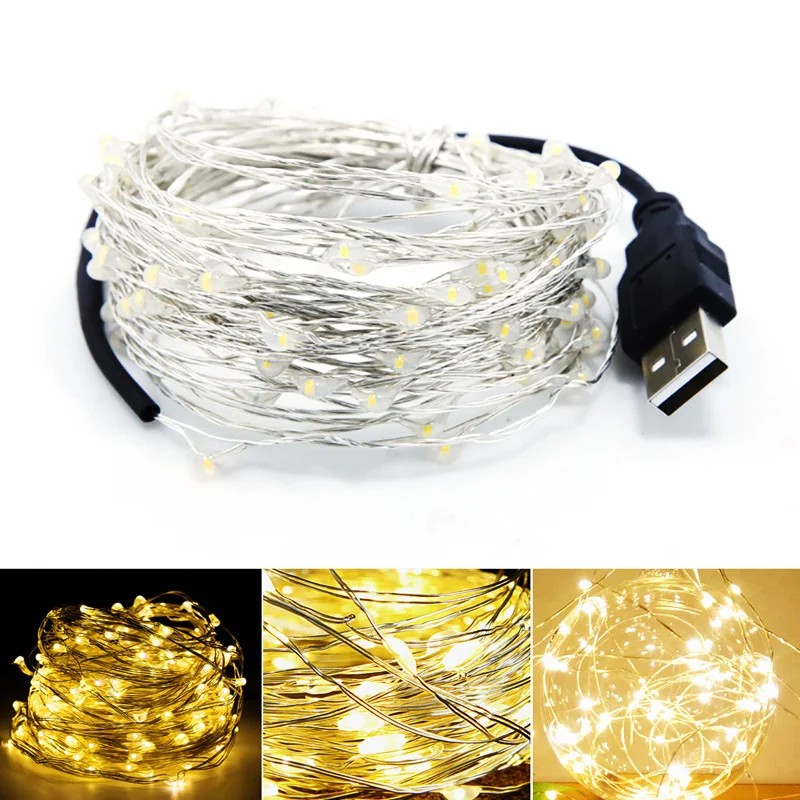 LED Strip String Lights Wire Holiday Light Christmas Wedding Decor 1m 2m 3meters,4m 5m 6m10m USB Fairy Lamp - Испускаемый цвет: Warm White