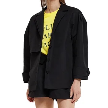 

Spring Autumn Fashion Blazer Cute Loose Solid Color Single-breasted Long Sleeve SML Black Woman Casual Blazers Lady Jackets