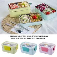 Bento Box Ланч-бокс, термо-Ланч-бокс, портативный, мультяшный, прочный, двухслойный, 304, нержавеющая сталь, изоляция столовых приборов