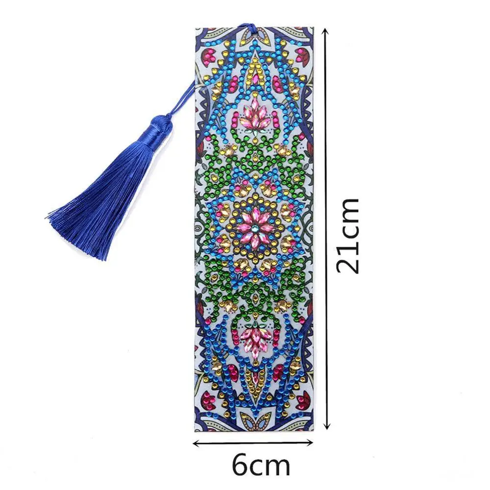 5D DIY Diamond Painting Leather Bookmark Tassel Book Marks Special Shaped Diamond Embroidery DIY Craft - Цвет: I