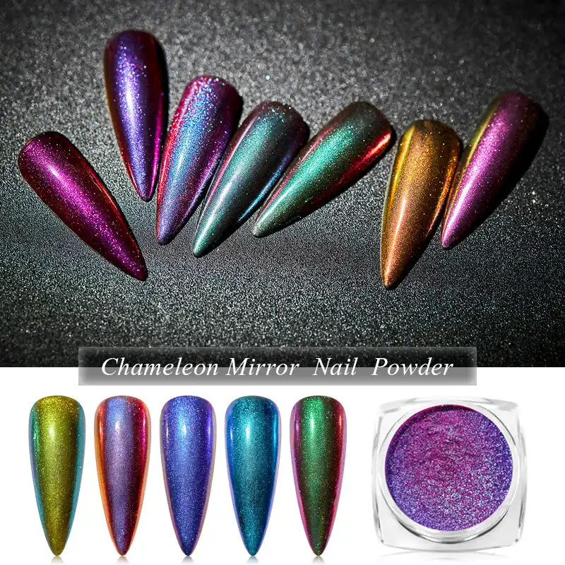T Tiaoクラブ1グラムカメレオン顔料duochromeミラークローム顔料銀河グリッターネイルダスト色 黒ベースカラー必要 Nail Glitter Aliexpress