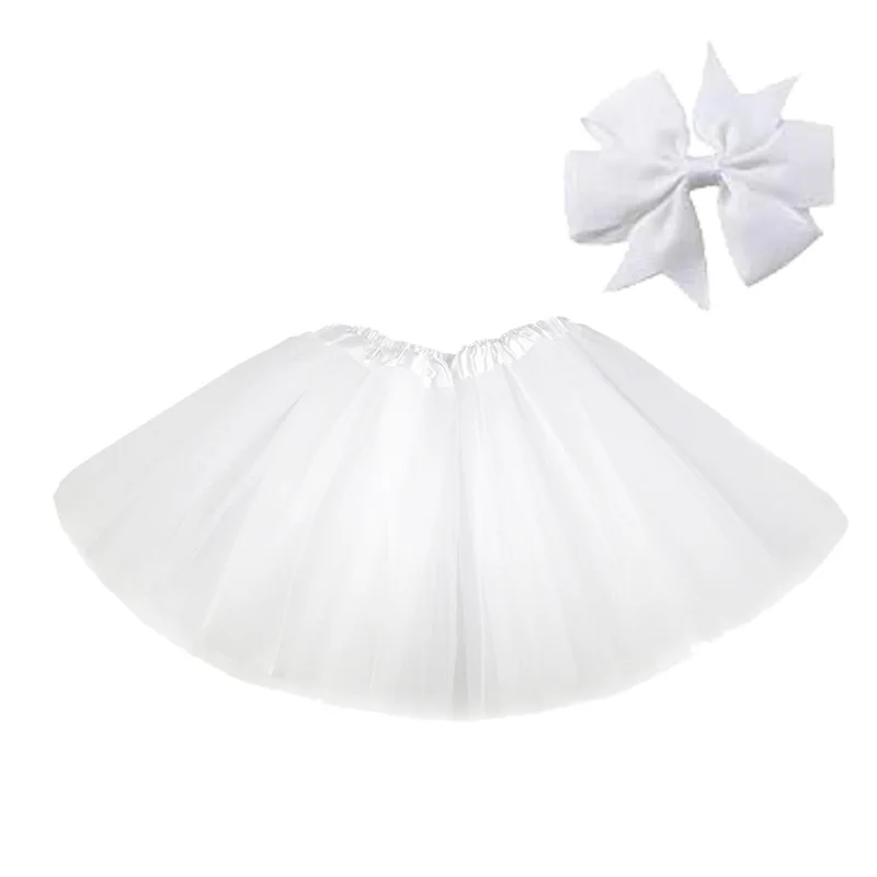 От 0 до 8 лет, розовая юбка-пачка с зажимом для детей, юбка-американка принцессы для девочек, праздничная одежда для танцев на день рождения милые юбки - Цвет: White