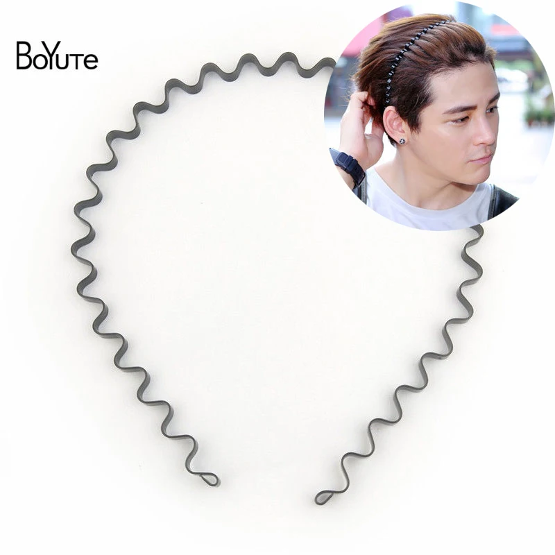 Boyute Factory Supply Metal Iron Black Paint Hair Band Hairband Simple Men Headband Hair