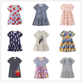 

Girls short Sleeve Kids Dresses for kids Girls Cotton Clothes summer cotton Party Floral Dresses Baby girls Unicorn Clothing