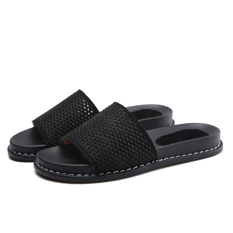 2019 летние тапочки сандалии на плоской подошве женская пляжная обувь Кожаные