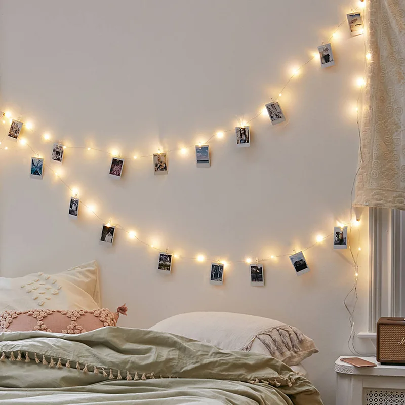 

LED Clip Lighting Chain Photo Clip Copper Wire Lamp String INS Room Decorative Lights Online Celebrity Holiday Christmas Lights