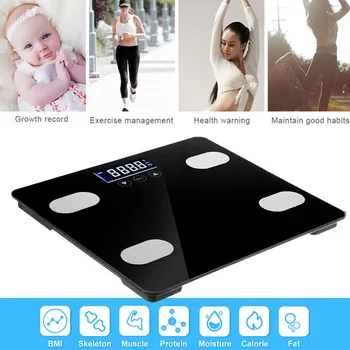 

2019 Glass Platform Black White Monitoring Health Body Fat Scale Lightweight Weighing Tools Touch for Instruments Drop Shipping