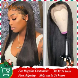 Straight Lace Front Human Hair Wigs Natural Black Straight Hair Wig 13X4 Frontal Wigs 34 Inch Baby Hair Preplucked Wig For Women