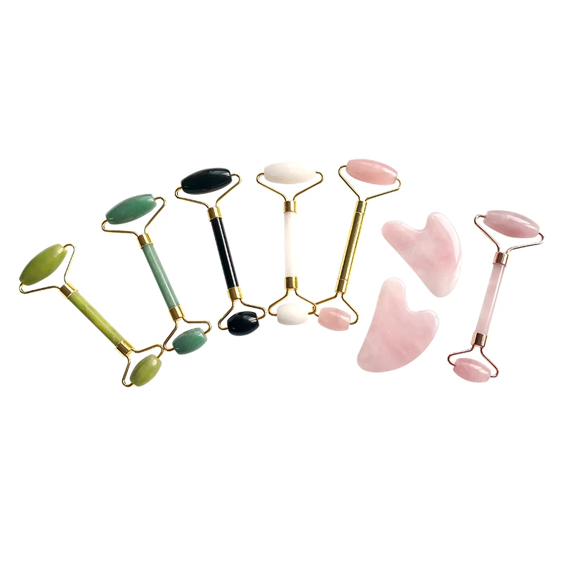 

Roller Real Jade Gua Sha Board Natural Rose Quartz Jade Face Thin Massager Anti Wrinkle Tools Facial Guasha Massage Tool Kit