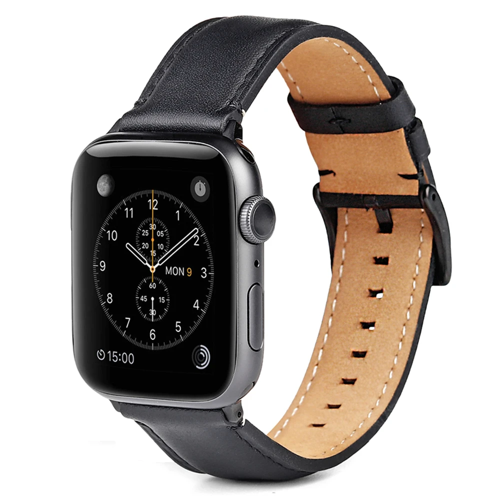 

Pulseira для apple watch band 44 мм 42 мм ремешки из натуральной кожи для iwatch Series 5 4 3 correa 40 мм 38 мм Мужские и женские Ремешки для наручных часов