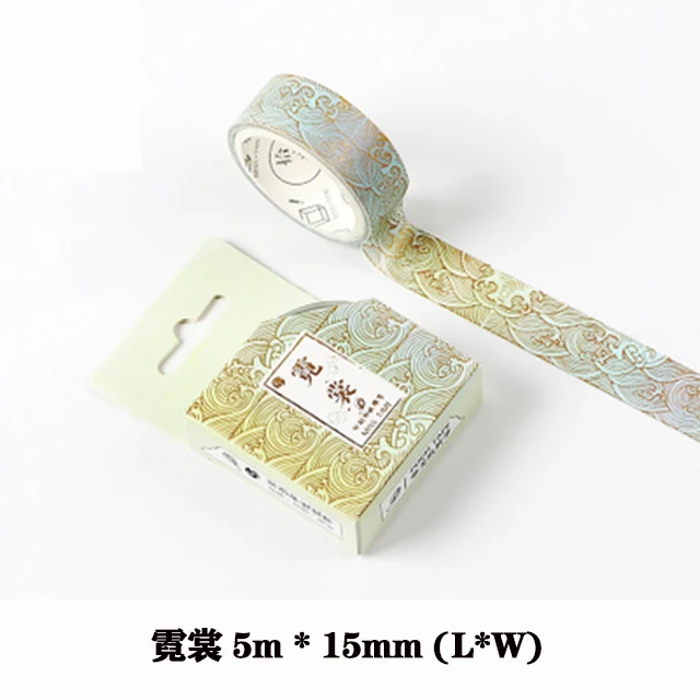Gold Foil Washi Tape Novelty Bullet Journal Decorative Tapes for Kids Diy Scrapbooking Stickers Student School Supplies 5m*15mm - Цвет: 6