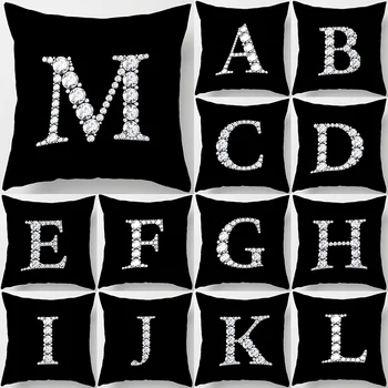 

Crystal Diamond Printed Alphabet 45*45cm Polyester Cushion Pillow Cover Decoration Cojines Decorativos Sofa Pillowcover 40986