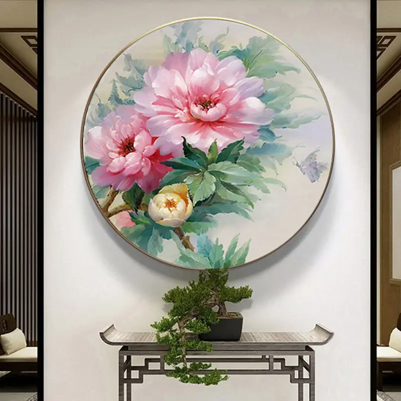 DIY Beautiful Pink Peony Flower Chinese Style Printed Cross Stitch Kits Embroidery Needlework Set Flowers DMC Cotton Thread 11CT