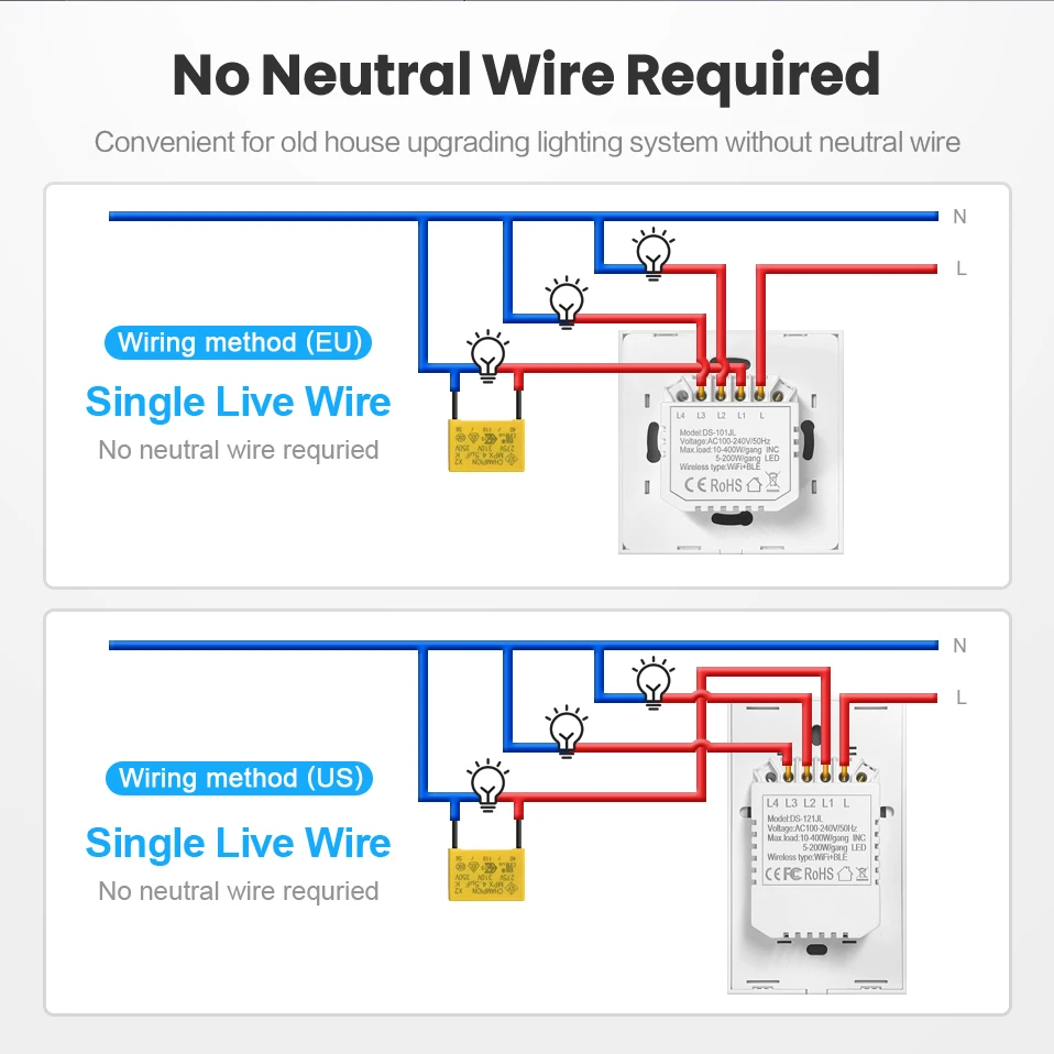 Interruptor de Luz Interruptor de Casa Funciona para Alexa Casa do Google Avatto Tuya Interruptor Wi-fi Nenhum Fio Neutro Necessário Inteligente 1 - 2 3 Gang Eua - Image 6