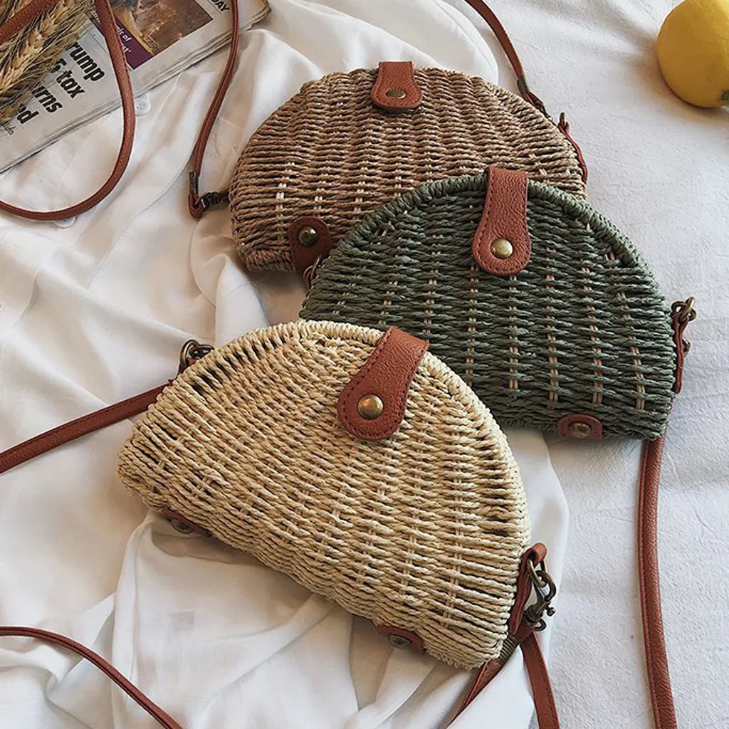

Straw Weave Vintage Shoulder Crossbody Bag Women Trendy Messenger Bags Lady Bohemia Style Handwoven Bali Holiday Beach Handbag