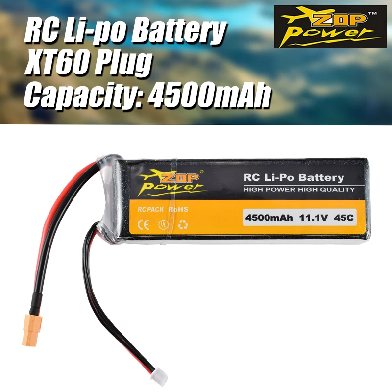 ZOP Power 11 1 В 45C 4500 мАч 3S Lipo батарея XT60 вилка перезаряжаемая для RC гоночного дрона