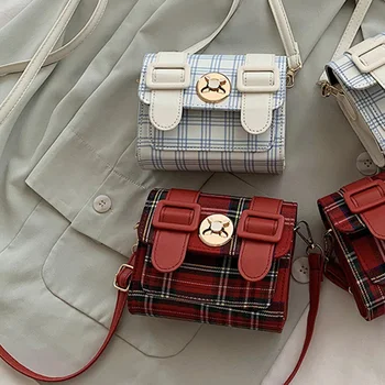 

Chic Mini Shoulder Money Bag Women Classic Texture Creative Design Leather Daily Travel Small Plaid Crossbody Handbag