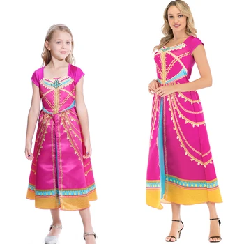 

India Red New Dress Aladdin Princess Fancy Costumes Baby Girl kids Performance Clothing Children Party Dress