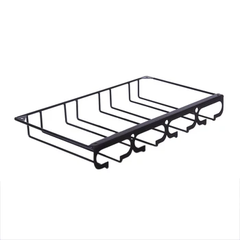 

HIPSTEEN 4/3 Rows Iron Stemware Hanger Iron Wine Glass Holder Decorative Stemware Rack Cabinet Wall Storage Organizer - Black