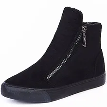 Новинка года; зимние женские теплые ботинки; хлопковая обувь; женские ботильоны на плоской подошве с круглым носком; обувь с высоким берцем; Теплая Повседневная обувь