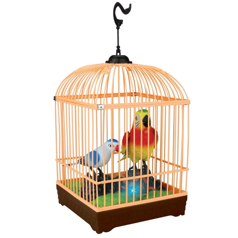 

Sound Control Bird Sensing Double Bird Model Parrot Sound Making Electric Bird Sound Control Bird Cage Parent And Child Toy