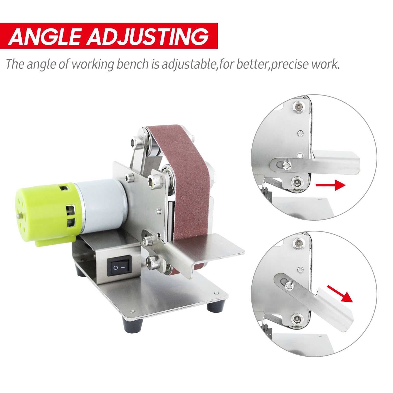 Belt Sander Electric Sanding Polishing Grinding Machine 7 Variable Speed with 10 Sanding Belts for Polishing Wood Acrylic Metal 3