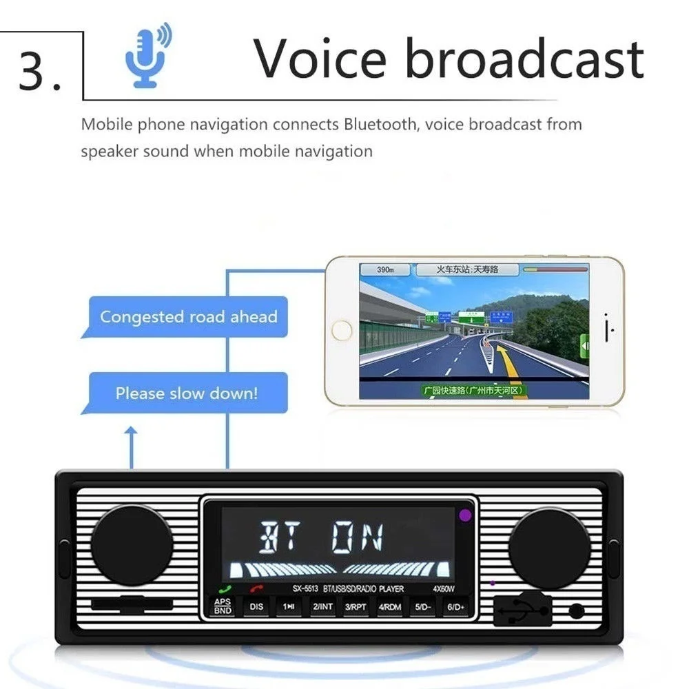 Bluetooth винтажное автомобильное радио MP3-плеер Стерео USB AUX классический аудио+ пульт дистанционного управления