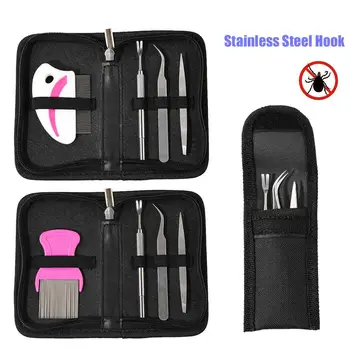 

Stainless Steel Pet Deworming Tool Set Portable Tick Remover Tools Set Efficient Safe Tick Hook Tweezers For Humans Pet Dogs Cat