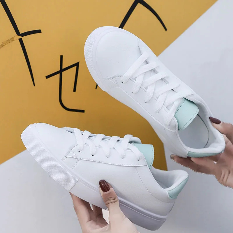 

2019 Spring New Style WOMEN'S Shoes Korean-style Versatile Breathable Flat Lace-up Casual Shoes Versatile Students White Shoes W