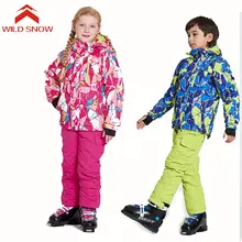 Лыжный костюм для детей водонепроницаемая ветрозащитная Лыжная куртка и штаны, комплект для мальчиков и девочек, зимняя одежда детский лыжный костюм для сноуборда, s