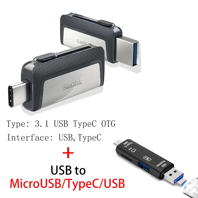 USB флеш-накопитель sandisk type C OTG 64, 128 ГБ, флешка 128 ГБ, 64 ГБ, 32 ГБ, 256 ГБ, флеш-накопитель 3,1, USB флешка, диск на ключ, память для телефона - Цвет: SDDDC2 Y211