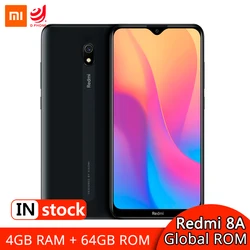 Смартфон Xiaomi Redmi 8A с глобальной прошивкой, 4 Гб 64 ГБ, Восьмиядерный процессор Snapdargon 439, экран 6,22 дюйма, мобильный телефон с камерой 12 Мп, быстра...