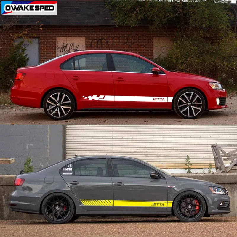 Sport Stripes Car Door Side Skirt Sticker For Volkswagen-Jetta MK4 MK6 GLI Auto Body Decor Vinyl Decal Tuning Accessories (5)
