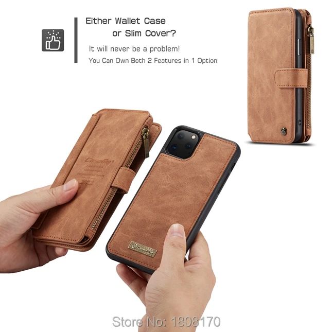 CaseMe многофункциональный кожаный чехол-кошелек на молнии для samsung NOTE10/NOTE10 Pro Ретро винтажный матовый съемный задний Чехол 1 шт