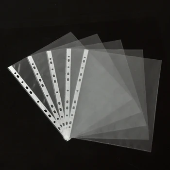

100Pcs 11 Holes Loose Leaf Documents Sheet Protectors Film Transparent Folder Bag Cover A4 Plastic Punched Pockets Folders Film